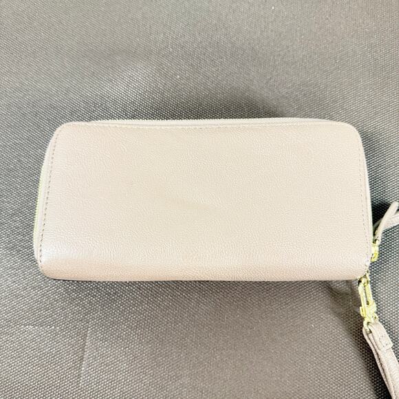 Steve Madden Zip Around Wallet Leather Black Taupe Purse - Picture 9 of 10